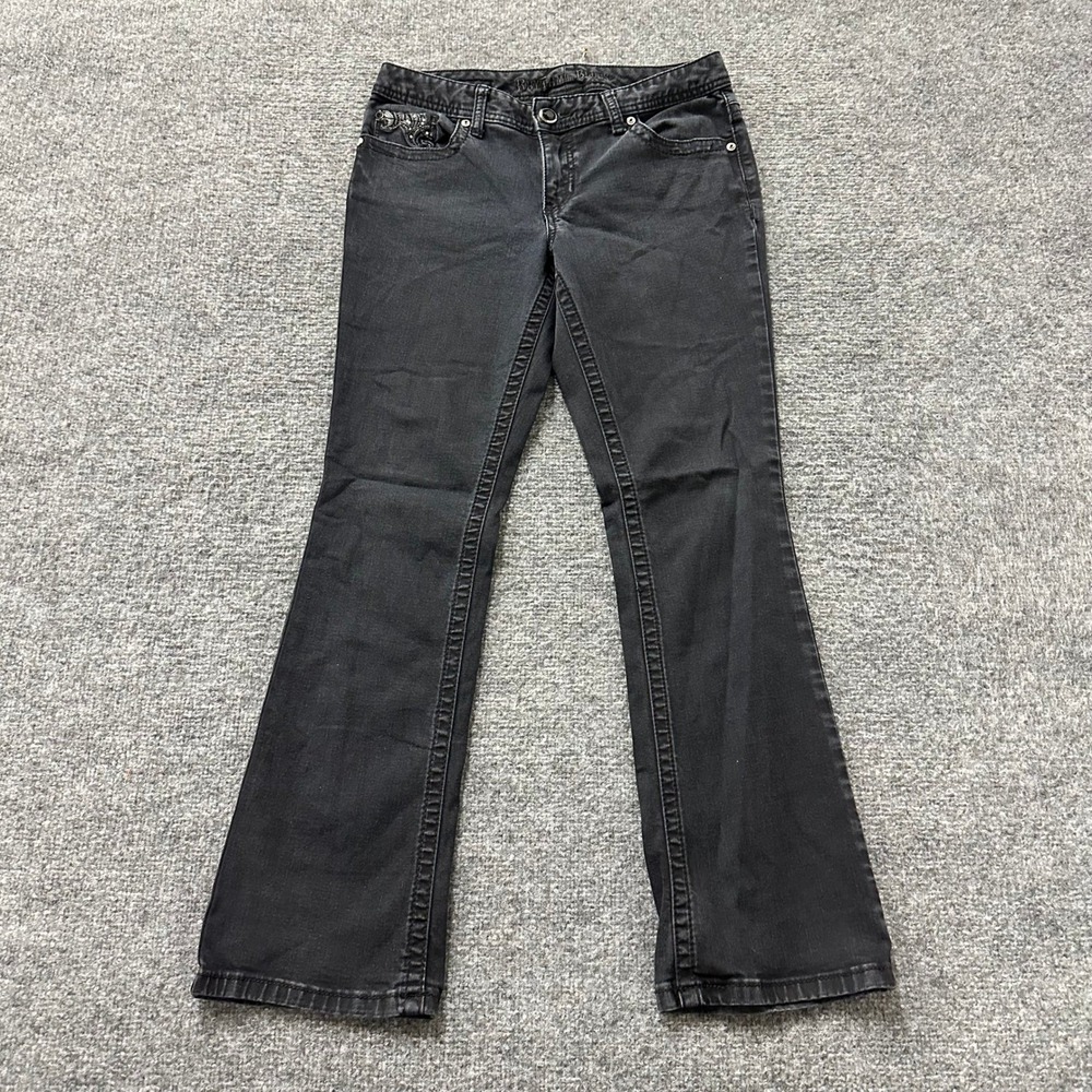 Rhythm in Blues Jeans Womens Size 6 Short Black Bootcut Embroidered Stretch
